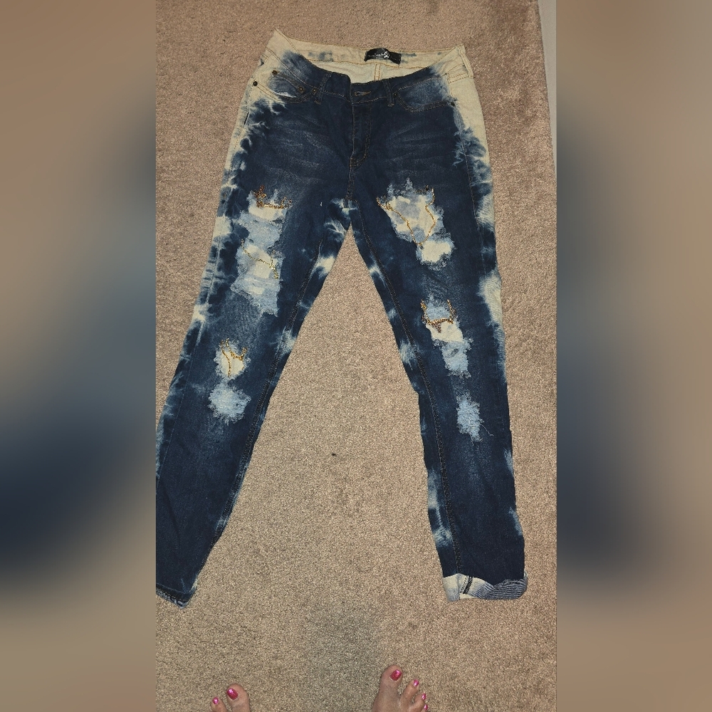 Distressed Blue Jeans